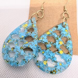 Blue and Yellow Teardrop Earrings
